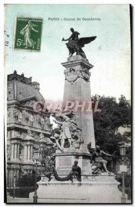 Old Postcard Paris Statue Gambetta