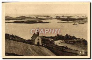 Old Postcard Ploubazlanec La Trinite The chapel and the sea