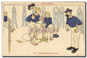 Postcard Old Sailors Illustrator Gervese Starboardites Boat War in gym Gymnas...