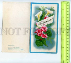 492789 USSR 1980 Borolin Congratulations flowers embossed old folding postcard