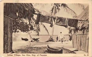 INDIAN VILLAGE SAN BLAS REPUBLIC OF PANAMA POSTCARD 1926