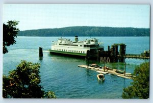 1960 Washington WA Postcard Ferry Landing Orcas Motorist Lands Island Moran Park