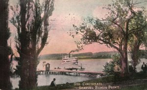 Vintage Postcard 1908 Str. Cincinnati Boat Leaving Passenger Boat Bemus Point OH