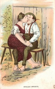 Vintage Postcard 1906 Stolen Sweets Couple Lovers Kissing Comic Funny