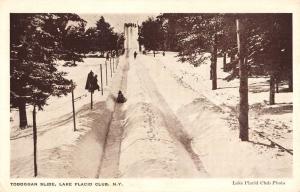 Lake Placid Club New York Toboggan Slide Snow Scene Antique Postcard K20300