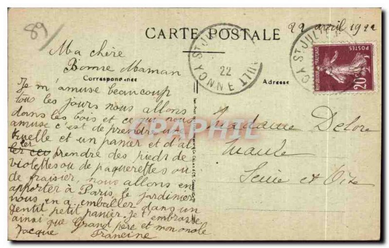 Old Postcard Saint Julien du Sault Interior of the Church