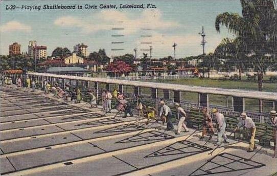 Florida Lakeland Playing Shuffleboard In Civic Center 1954