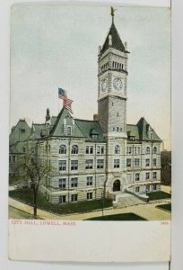 Lowell Massachusetts City Hall Glitter Decorated c1906 Postcard O11