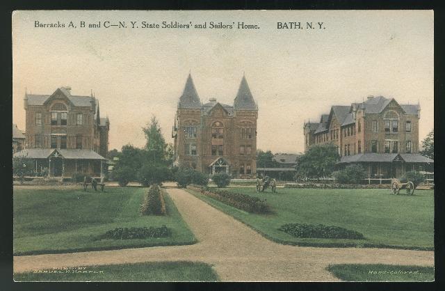 Bath New York Barracks A B C NY State Soldiers Sailors Home Albertype Postcard