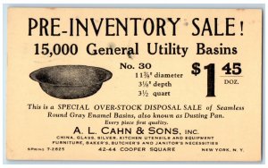 1939 Pre-Inventory Sale A.L. Cahn & Sons Inc New York NY Vintage Postal Card