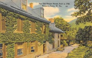 HARPER'S FERRY, WV West Virginia    OLD HARPER HOUSE    c1940's Linen Postcard