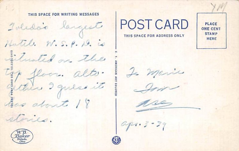 Commodore Perry Hotel Toledo, Ohio OH