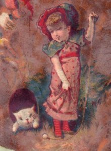 1882 Robert Gair & Co. Victorian Trade Cards Girls & Cat Horse Dog Lot Of 4 #7D