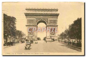 CARTE Postale Old Paris Arc de Triomphe View Taken from Champs Elysees