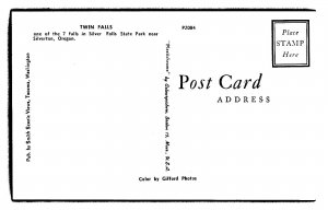 Vintage Postcard OR Twin Falls Silver Falls State Park Silverton Oregon 