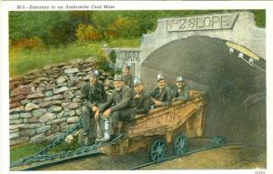 Anthracite Coal Miners Exiting Mine Entrance