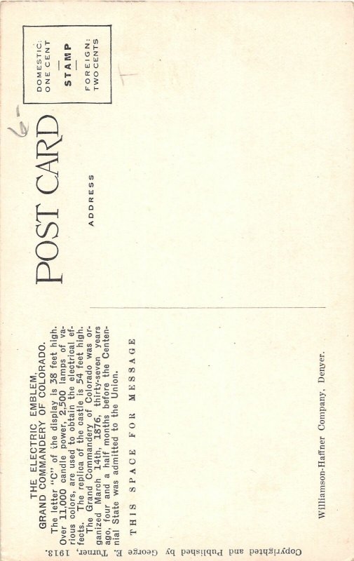 G81/ Denver Colorado Postcard c1910 Grand Commandery Knights Templar