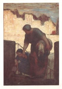 Daumier The Lawndress La Blanchisseuse French Vintage Painting Postcard