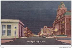 INDIANA, Pennsylvania, 1930-1940's; Philadelphia Street At Night, Classic Cars