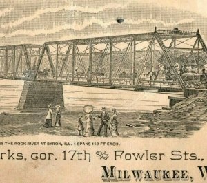1870s-80s Engraved Milwaukee Bridge & iron Works Keepers & Riddell #2 P210 