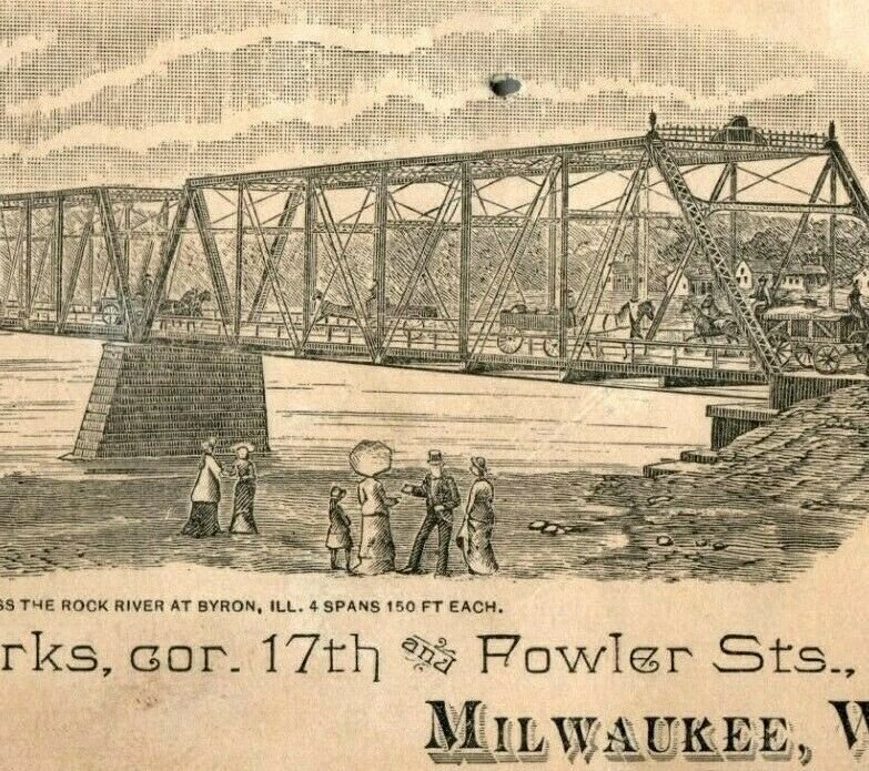 1870s-80s Engraved Milwaukee Bridge & iron Works Keepers & Riddell #2 P210