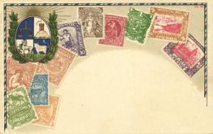 uruguay, Stamp Collection, Coat of Arms (1899) Postcard