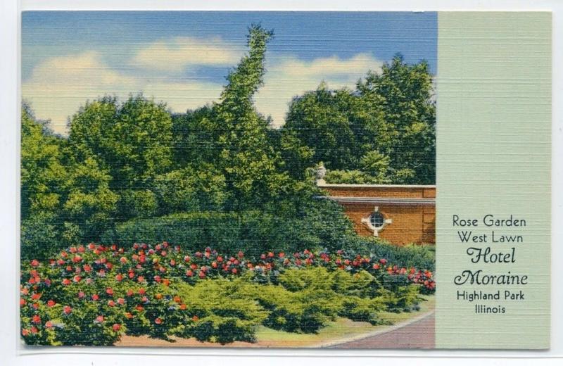 Rose Garden Hotel Moraine Highland Park Illinois 1949 linen postcard