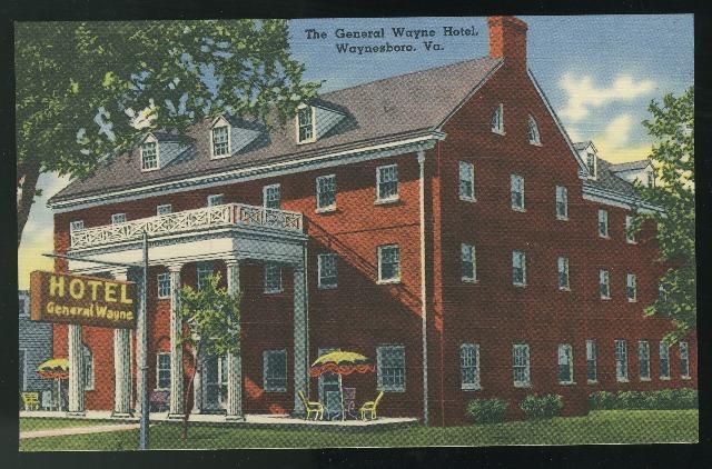 VA General Wayne Hotel Waynesboro Virginia Vintage Tichnor Linen Postcard