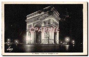 Old Postcard Paris L & # 39Arc De Triomphe at night