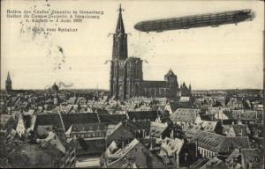 Dirigibile Airship Zeppelin Strassburg August 1908 Postcard