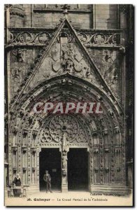 Old Postcard Quimper Grand Portal La Cathedrale