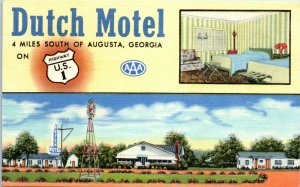 1950 Dutch Motel U.S. Route 1 Augusta GA Postcard