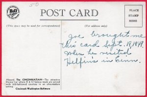 12711 Dining Car on The Cincinnatian, B&O Streamliner Train 1949