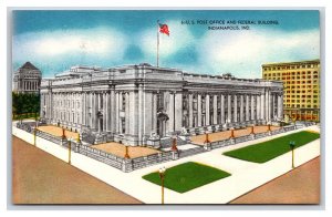 US Post Office and Federal Building Indianapolis Indiana IN Linen Postcard S10