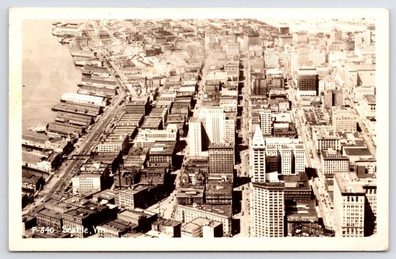 Seattle Hotel Morrison~Aerial~Torpedo School Soldier~Fort Wayne IN WWII RPPC '42