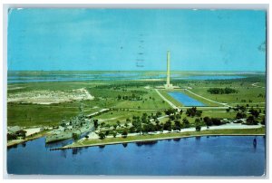 1956 Aerial View San Jacinto Monument And Battleship Houston Texas TX Postcard 