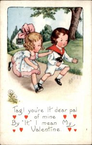 Valentines Children Game of Tag c1900-20s Vintage Postcard