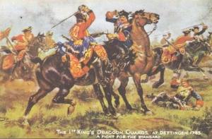 Dragoon Guards In Dettingden War Battle Scottish Military Antique Postcard