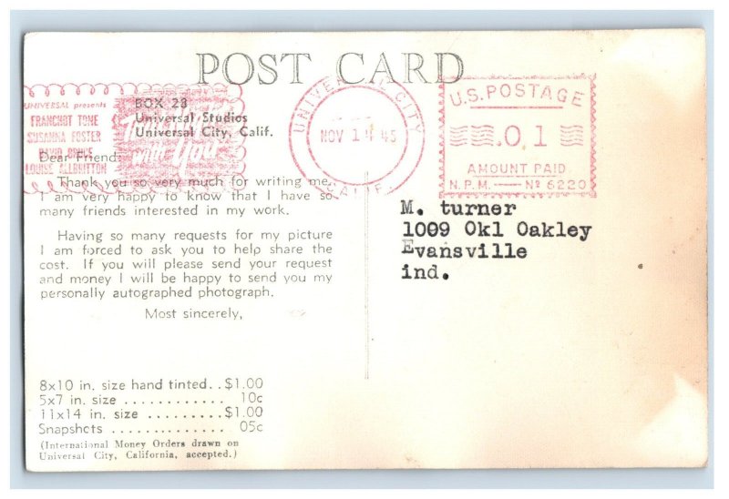 Vintage RARE Sultry Yvonne DeCarlo Lily Munster Ten Command RPPC F178
