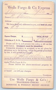 1913 Well Fargo & Co Express Travelers Checks Shawmut MT Advertising Postal Card