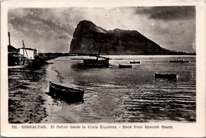 Gibraltar The Rock From Spanish Beach Vintage RPPC C043
