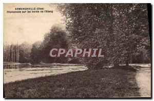 Old Postcard Ermenonville Oise Walk along the banks of the Pond