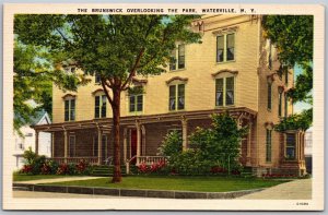 Vtg Waterville New York NY The Brunswick Hotel 1930s Linen View Postcard