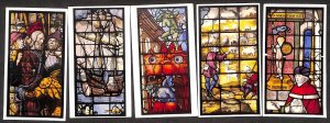 Set of 5 postcards King`s College Chapel windows, Cambridge