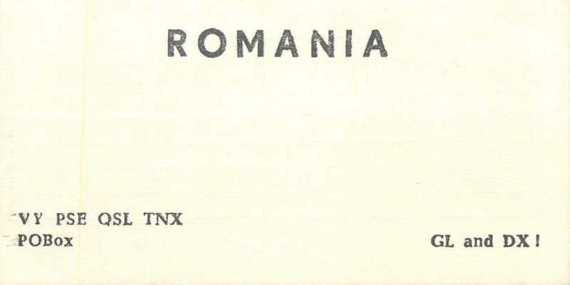 Romania QSL unposted radio amateur card small format 6x12cm