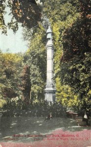 MARIETTA Ohio OH   SOLDIERS MONUMENT~CITY PARK Civil War Statue ca1910s Postcard