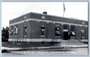 Wadena Minnesota MN Postcard RPPC Photo US Post Office Building c1940's Vintage