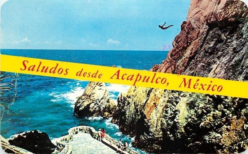 Acapulco Mexico~Banner Greetings~High Rock Diver~Observation Point~1987 PC 