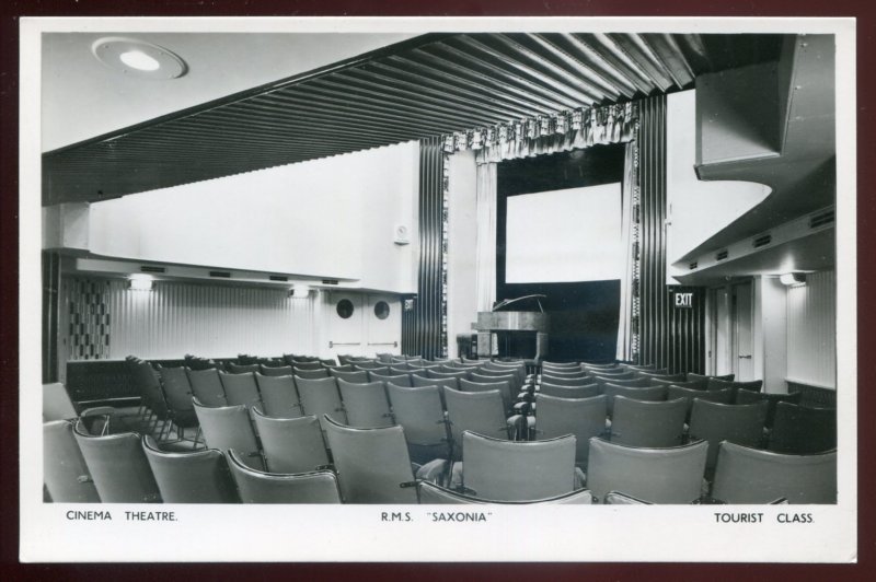 h2062 - Steamer RMS SAXONIA 1950s Interior Cinema Theatre. Real Photo Postcard