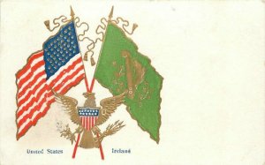 Ireland Flags C-1905 Patriotic American Postcard undivided 21-11459